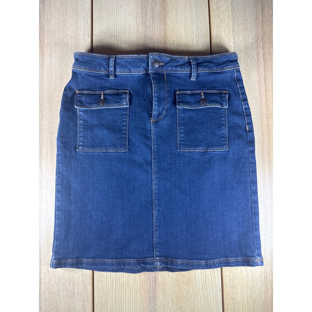 F&F Womens‎ Blue Denim Mini Skirt Utility Pocket Dark Wash Size 10 528-0897
